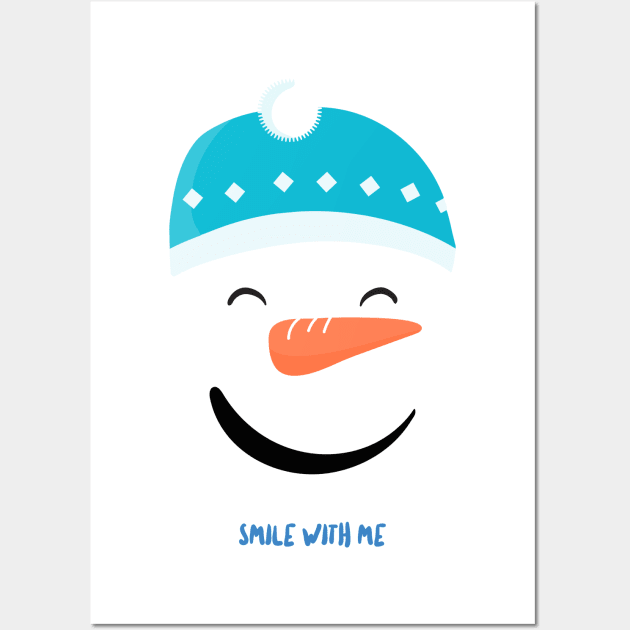 Happy Snowman Smiley Face Wall Art by Carley Creative Designs